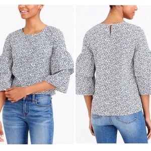 J.Crew Floral Tiered Bell Sleeve Top